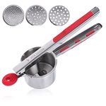 Heavy Duty Stainless Steel Potato Ricer and Masher with 3 Interchangeable Discs, Premium Grade, Large Capacity, Vegetable Ricer, Great for Purees, Fruit Juicer, Baby Food Press Squeezer