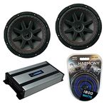 Kicker (2) 43CVR102 10" CompVR CVR10 Series Sub 800W Peak Car Subwoofer Bundle with Harmony HA-A800.1 Amplifier & Amp Kit