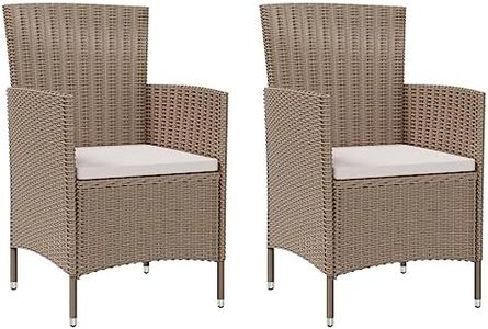 vidaXL 2X Gartenstuhl mit Kissen Gartensessel Essstuhl Stuhl Sessel Terrassenstuhl Balkonstuhl Gartenstühle Gartenmöbel Poly Rattan Beige