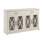 Bush Furniture Lennox Farmhouse Stand for 75 Inch TV, 60W, Linen White Oak