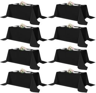 sancua Black Tablecloths for 6 Foot Rectangle Tables, 8 Pack 90x132 Inch Rectangular - Washable Polyester Fabric Table Cloth, Reusable Table Covers for Wedding Party, Birthday, Banquet Reception