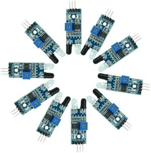 DIGISHUO 10 Pieces IR Infrared Obstacle Avoidance Sensor Module | 3-Wire Reflective Photoelectric Sensor Module | Compatible with Arduino/Raspberry Pi 3/Smart Car Robot