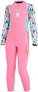 DIVE&SAIL Girl Wetsuit Swimsuit Boy One Piece Rashguard Swimwear Quick Dry Bathing Suit Kids Diving Suit Long Sleeve Light Pink