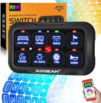 Auxbeam 8 Gang Switch Panel AR-820 Bluetooth RGB Switch Pod Automatic Dimmable Multifunction Switch w/Toggle Momentary Pulsed Control Panel for UTV ATV Truck Car RV Boat Waterproof 2 Years Warranty