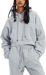 Yeokou Women's Fleece 2 Piece Outfits Sweatsuits Pullover Hoodie Sweatshirt Jogger Pants Tracksuits Set(Grey-Small)