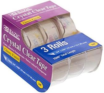 BAZIC Products Crystal Clear Tape with Dispenser 3/4" X 500" – for Home, Office, and School Use; Transparent Tape with Glossy Finish, Ideal for Crafts, & Gift Wrapping, 3/Pack, 24-Packs
