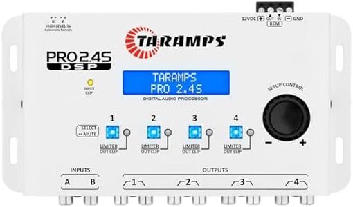 Taramps DSP Pro 2.4S White Crossover Full Digital Signal Car Audio Processor and Equalizer with Sequencer 15-Band Graphic Equalization 12 preset EQ, Remote Signal, Alignment, 2 Channel in and 4 Out