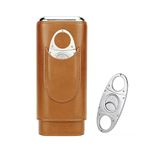 PIPITA Cigar Case Portable Travel 3 Tubes Elegant Leather Cigar Humidor with High-end Stainless Steel Cigar Cutter Portable Gift Bag