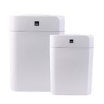 Sensio Home Value 2 Pack 12L+16L Waterproof Motion Sensor Trash Cans Dust Bins with Auto Lids, Automatic Garbage Bins for Bedroom Kitchen Bathroom Living Room Office, White with Grey coloured Trim