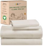 California Design Den 100% Organic Cotton King Size Sheet Set, GOTS Certified, Percale Sheets - Deep Pocket King Sheets, Hotel Sheets, 4 Piece Cotton Bed Sheets King, Ivory Sheets