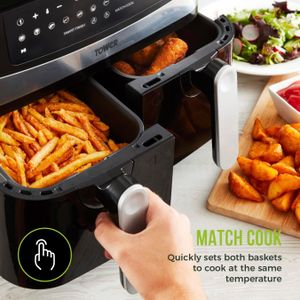 Tower Vortx Dual Air Fryer, 9L – Two Basket Healthy Cooker