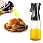 ROHGAO Oil Sprayer for Cooking -200ml Glass Olive Oil Sprayer, Cooking Sprayer, Kitchen Gadgets for Air Fryer, Canola Oil Spritzer, Widely Used for Salad Making, Baking, Frying, BBQ (Black)