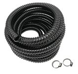 Lingyi 1 Inch ID Corrugated Pond Tubing Aquarium Hose Waterfall Pond Hose PVC Tubing 20 Feet, Black