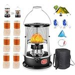 Efficient Kerosene Heaters for Indoor Use, Stainless Steel Indoor Heater Non Electric, Kerosene Stove Camping with Portable Handle, with 6 Wicks 2 Pairs of Gloves, for Boiling Water Heating Cooking