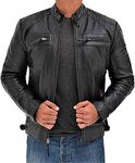 Leather Museum Genuine Leather BLACK Jacket for Men's SIZE: (XS to 4XL)