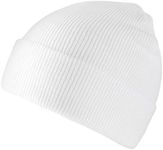 TYONMUJO Unisex Adult Knit Beanie for Men Women Warm Snug Hat Cap, White, One Size