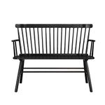 Benjara Transitional Style Curved Design Spindle Back Bench with Splayed Legs, Black