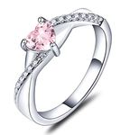 YL 925 Sterling Silver Engagement Ring Heart Cut 5MM Created Pink Tourmaline Infinity Ring for Women-size6