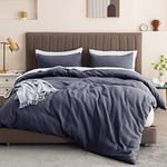 3 Piece 100% Cotton Duvet Cover Set Soft Cozy Warm Waffle Design Quilt Cover Bedding Set With Pillow Case (Grey, King)
