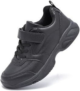 PolarPals Boys Girls Shoes Kids Tennis Strap Sneakers Non Slip Fashion Athletic Running Shoes for Little Kid/Big Kid (Black, Little Kid 1)