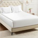 Bedsure Satin Fitted Sheet Full Size - Silk Bed Sheet, Luxury & Ultra Soft, Non-Fading & Wrinkle Free, Good for Hair & Skin (White, 54x75+15 Inches, 1 Piece)