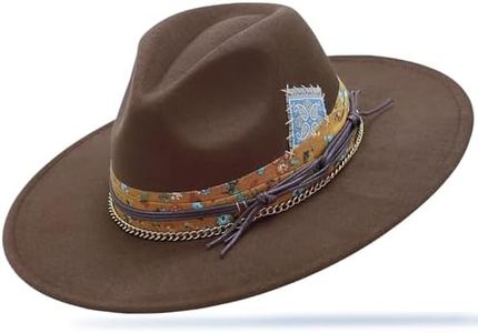OIERFE Fedora Hat for Men & Women - 3.34 Inch Wide Brim Hat for Outdoor,Original Design Felt Hat with Gift Ready Packaging Brown
