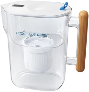 Epic Water Filters Pure Filter Pitchers for Drinking Water, 10 Cup 150 Gallon Filter, Tritan BPA Free, Removes Fluoride, Chlorine, Lead, Forever Chemicals (White & Bamboo)