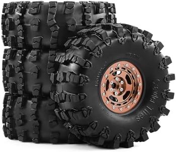 RCMMTING 2.2" Beadlock Wheel Rims and Rubber Crawler Tires 150mm (5.91in) for 1/10 RC Crawler SCX10 RBX10 Wraith TRX4 (Bronze)