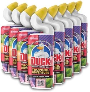 Duck Deep Action Toilet Cleaner, Sanitising & Descaling Toilet Bowl Cleaning Liquid Gel, Tropical Adventure, Pack of 8 (8 x 750ml)