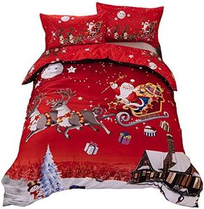 Shamdon Home Collection Ensemble de draps de Housse de Couette très Doux Joyeux Noël 3 pièces Comprenant 1 Housse de Couette, 2 taies d'oreiller, Un Cadeau de Noël