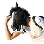 CreepyParty Deluxe Novelty Halloween Costume Party Latex Animal Black Horse Head Mask