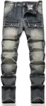 XIMXIMMTIAN Men Slim Fit Jeans Fashion Biker Jeans for Men Stretch Designer Distressed Straight Denim Pants (40, 260 Blue)