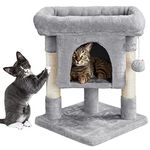 Yaheetech 59cm Basic Cat Tree Tower, Cat Scratching Post w/Oversized Perches, Condo and Hanging Ball, Cat Furniture Cat House for Cats Kittens Pets, Light Grey