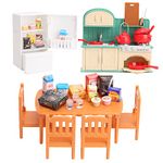 Dollhouse Furniture Set for Kids Toys Miniature Doll House Accessories Pretend Play Toys for Boys Girls & Toddlers Age 3+ with Kitchen