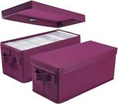 UENTIP CD Storage Boxes - Pack of 2 CD Case Storage- 13.2" x 5.9" x 5.3", Container holds 60 CDs in full jewel cases, 120 CDs in slim cases, and 330 discs in CD sleeves - (2pack-rose red)