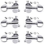 NATUCE 6PCS 3L3R Acoustic Guitar Tuning Pegs Machine Head Tuners, Knobs Tuning Keys, Wear-Resistant, Guitar String Tuning Pegs Machine, Enclosed Locking Tuners for Electric or Acoustic Guitar- Chrome