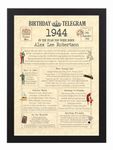 80th Birthday Gift for Man or Woman - 1944 Personalised Day You Were Born Gifts for Him or Her - Vintage Telegram Present Idea