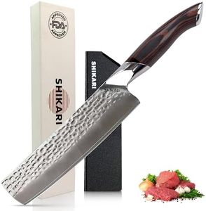 SHIKARI Nakiri Knife – Japanese Cleaver with 3-Layer Damascus VG10 Blade – 7 Inch Vegetable Knife Full Tang – Ergonomic Pakkawood Handle – Nakiri Knives Japanese Style