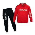 Kids Pullover Hoodie Jogging Pants Set for Boys and Girls Sport Tracksuit (red 2, 12-13 years)