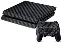 Elton Black Carbon Fiber Decal Skin Sticker Cover for PS4 Console and Controller