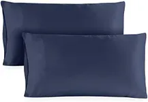 Hotel Sheets Direct Pillow Cases Standard Size (Queen) - Set of 2, 20x30 Inch Cooling Pillow Cases Queen - Soft Bamboo Derived Pillow Covers - Silky Pillowcase for Hair and Skin - Navy Blue