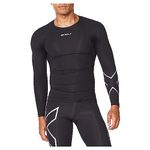 2XU Men's Core Compression Top, Black/Silver, Long Sleeve, L