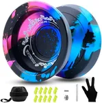 WATIEOBOO yoyo Professional Unresponsive Yoyo for Adults & Responsive Yo-Yo for Kids 8-12-6061 Aluminum Alloy Trick yoyo with 10 Ball Bearings| Pro Maintenance Kit & Gloves (Black Blue Pink)