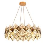 Wisfor Round Crystal Chandelier Luxury: 24 Inch LED Ceiling Pendant Hanging Light Illuminated 3 Color Changing Classic Decor Ceiling Lamp for Living Room, Bedroom, Dining Room, Hallway, Hotel