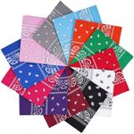 Raylarnia 12 PCS Bandana Multi-Purpose 100% Cotton Headbands for Women, 22 inch Paisley Cowboy Bandanas for Men