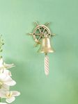 Antique Gifts Metal Door Bell with Ship Wheel Wall Hanging Decor (Brass)