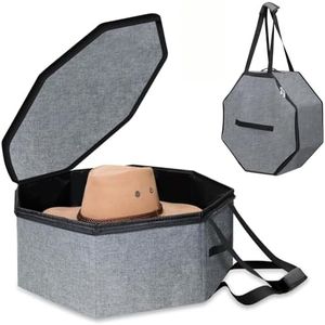 FELITH Collapsible Hat Box for Travel and Storage – Portable Cowboy Cap Organizer Case with Handles, Hat Box for Women Storage and Large Cap Bag for Men Carry