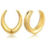 Casvort 2 PCS New Gold Saddle Ear Tunnel Plug Piercing Ring Expander Studs Stretchers Fashion Body Piercing Jewelry Earrings, Metal,