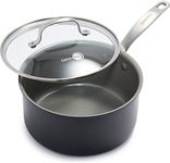 GreenPan Chatham Hard Anodized Healthy Ceramic Nonstick, 3QT Saucepan Pot with Lid, PFAS-Free, Dishwasher Safe, Oven Safe, Gray