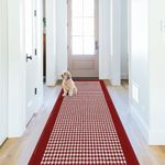 Ileading Hallway Runner Rug 2x6ft Red Kitchen Floor Mat Modern Geometric Non Slip Throw Rugs Busy Traffic Extended Indoor Doormat Machine Washable Accent Carpet for Bedroom Living Room Valentine's Day